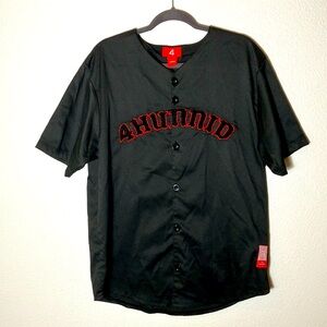 4 HUNNID By YG Button Down Black 2019 Baseball Jersey Mens Size Large hot‎ topic